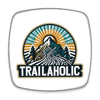 Trailaholic – Plein air, randonnée et VTT Moti - Magnet carré - blanc - Devant