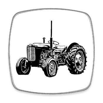 M F 35 Traktor - Viereckiger Kühlschrankmagnet - Weiß - Vorne