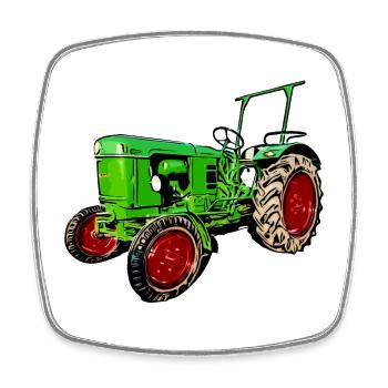 Tracteur ancien D25 - Magnet carré - blanc - Devant