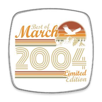 März 2004 Jahrgang geboren Geburtstag Geschenkidee - Viereckiger Kühlschrankmagnet - Weiß - Vorne