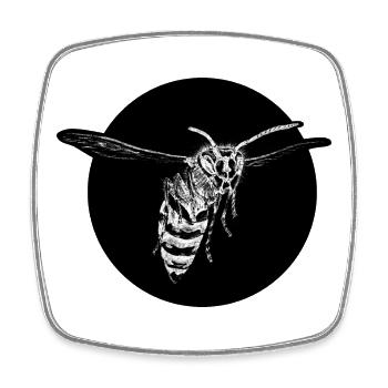 Guêpe - Abeille - Insecte - Magnet carré - blanc - Devant