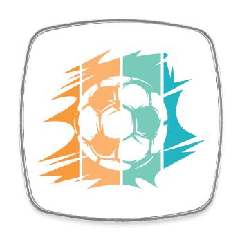 retro soccer team club illustration ball icon - Square fridge magnet - white - Front