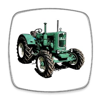 Agricultural Diesel Tractor man 4S1 - Square fridge magnet - white - Front