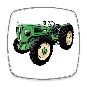 man Ackerdiesel Allrad 4N2 Traktor - Viereckiger Kühlschrankmagnet - Weiß - Vorne