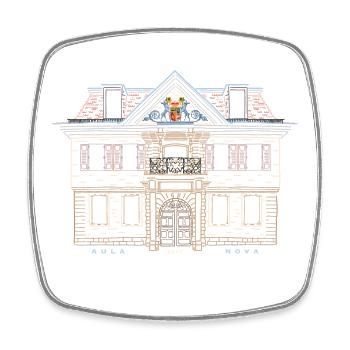 Tübingen, Drawing University House, Germany - Square fridge magnet - white - Front