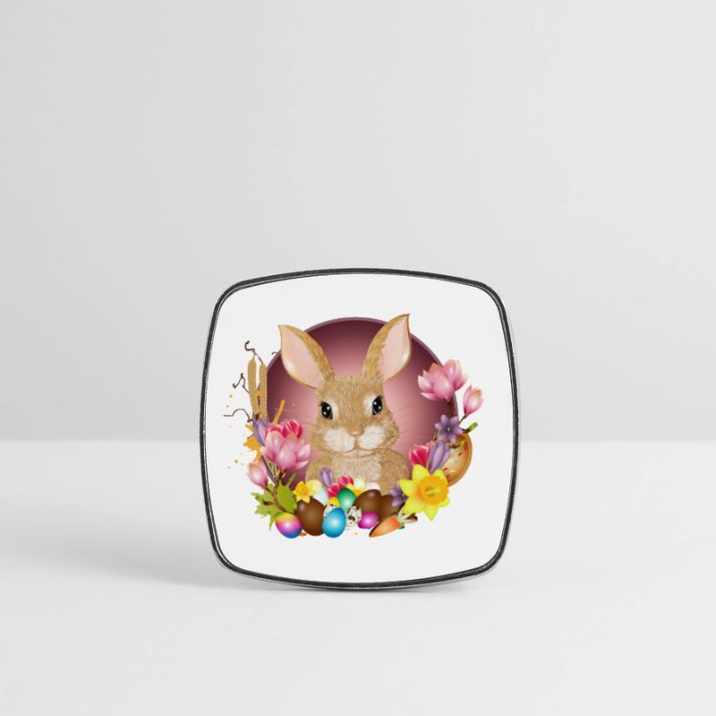 Easter Wreath & Easter Eggs with Rabbit as Easter Bunny Square fridge magnet