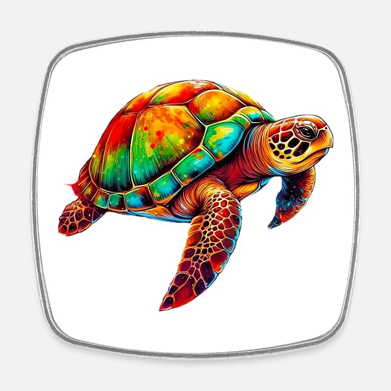 Schildkröte - Viereckiger Kühlschrankmagnet - Weiß
