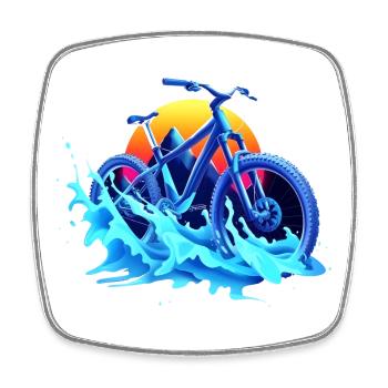 Mountainbiken Vaporwave - Viereckiger Kühlschrankmagnet - Weiß - Vorne