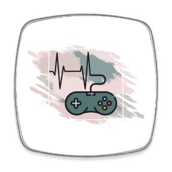 Herzschlag Gaming Controller Retro - Viereckiger Kühlschrankmagnet - Weiß - Vorne