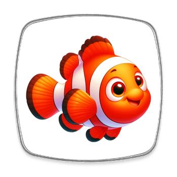 Poisson-clown - Magnet carré - blanc - Devant
