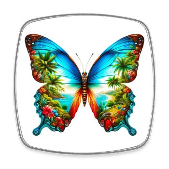 Papillon - Magnet carré - blanc - Devant