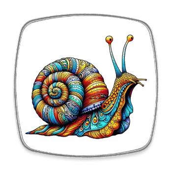 Schnecke - Viereckiger Kühlschrankmagnet - Weiß - Vorne