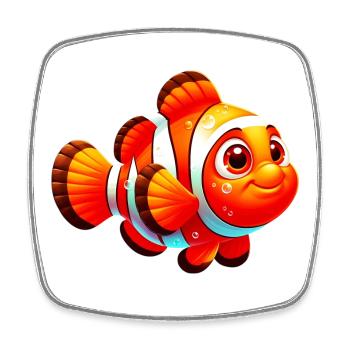Poisson-clown - Magnet carré - blanc - Devant