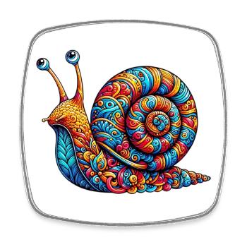 Schnecke - Viereckiger Kühlschrankmagnet - Weiß - Vorne