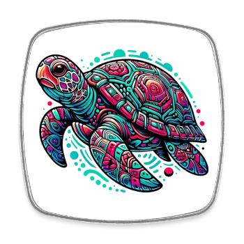 Tortue - Magnet carré - blanc - Devant