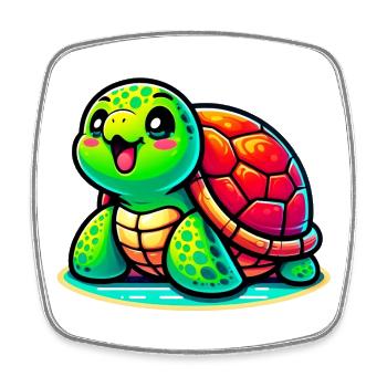Tortue - Magnet carré - blanc - Devant