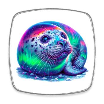 Aurora Borealis Seal - Square fridge magnet - white - Front