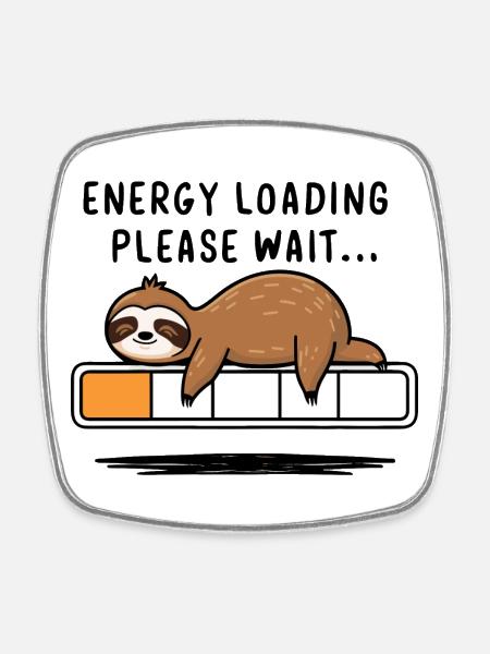 Paresseux Énergisant - Cadeau Relaxation Humour - Magnet carré - blanc