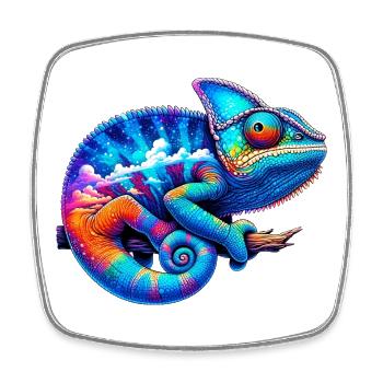 Chameleon - Square fridge magnet - white - Front