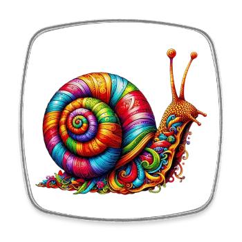Schnecke - Viereckiger Kühlschrankmagnet - Weiß - Vorne