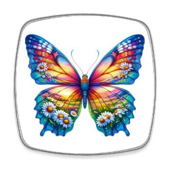 Butterfly flowers daisy daisies - Square fridge magnet - white - Front