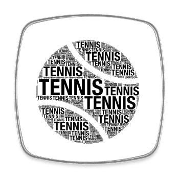 Tennisball – Tennis-Wortwolke Schwarz - Viereckiger Kühlschrankmagnet - Weiß - Vorne