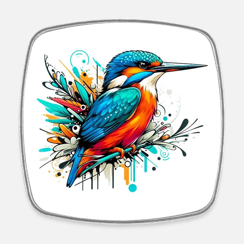 Eisvogel - Viereckiger Kühlschrankmagnet - Weiß
