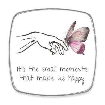 Petits moments - Bonheur - Pleine conscience - Amour de soi - Magnet carré - blanc - Devant