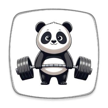 Cool Panda Weightlifting Dumbbell Fitness - Square fridge magnet - white - Front