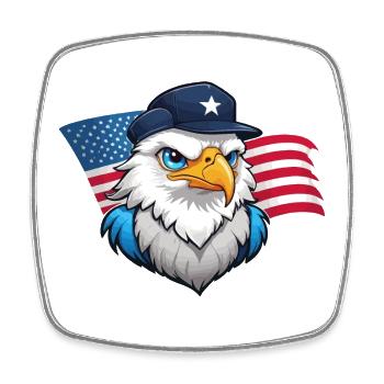 USA Adler mit Fliegermütze - Viereckiger Kühlschrankmagnet - Weiß - Vorne
