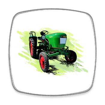 Dieselross F12 Oldtimer Traktor - Viereckiger Kühlschrankmagnet - Weiß - Vorne
