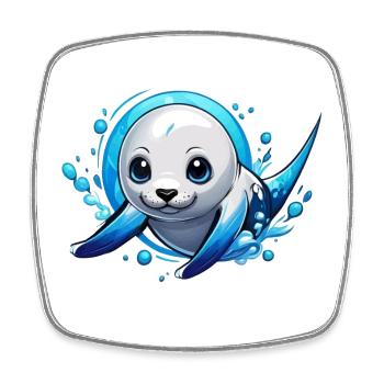 Seal | Seal pup in the sea - Square fridge magnet - white - Front