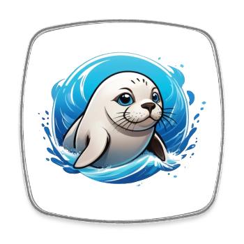 Seal in the water - Square fridge magnet - white - Front