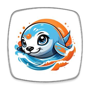 Cute baby seal - Square fridge magnet - white - Front