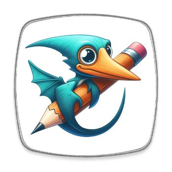 Pterodactyl Pencil Kawaii Pterosaur Dino - Square fridge magnet - white - Front