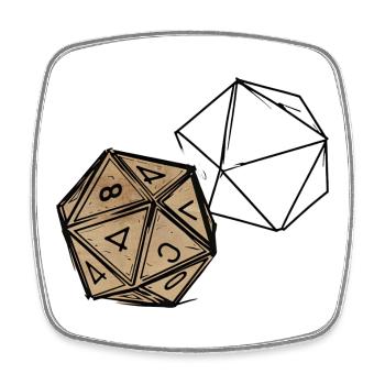 Painted RPG Cube – Artistic Dice Design - Square fridge magnet - white - Front