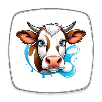 Alpine Cow Charm - Square fridge magnet - white - Front