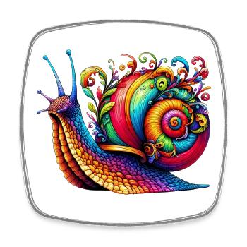 Schnecke - Viereckiger Kühlschrankmagnet - Weiß - Vorne