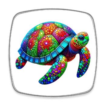 Tortue - Magnet carré - blanc - Devant