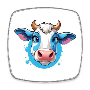 Vache colorée - Magnet carré - blanc - Devant