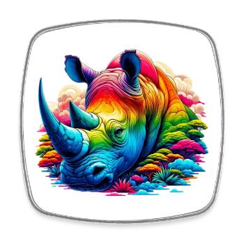 Rhinoceros - Square fridge magnet - white - Front