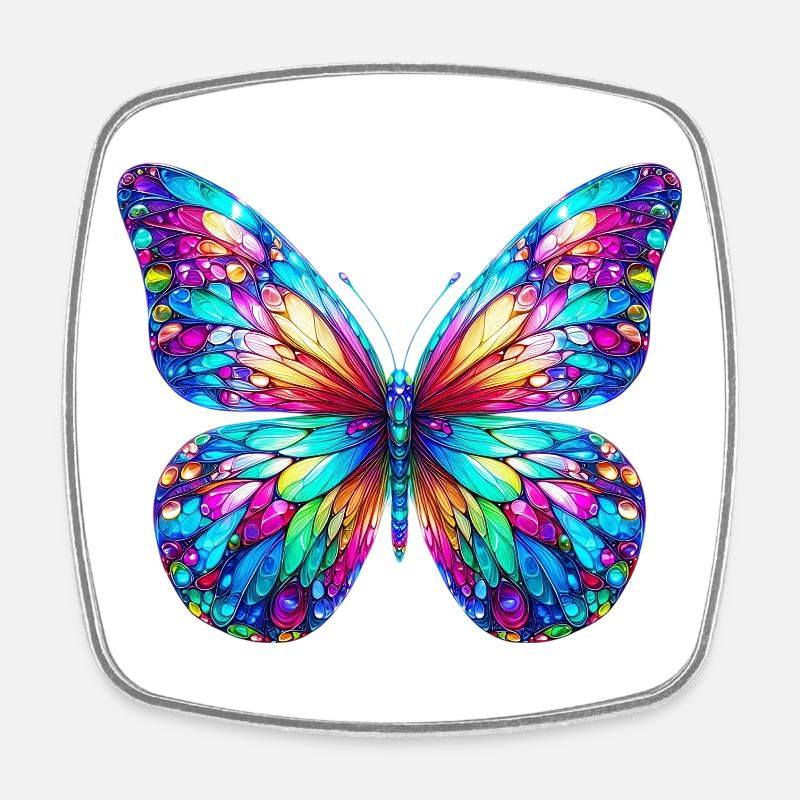 Schmetterling - Viereckiger Kühlschrankmagnet - Weiß