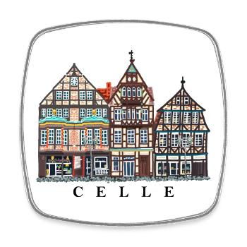 Celle, Niedersachsen, Fachwerkhäuser, Deutschland - Viereckiger Kühlschrankmagnet - Weiß - Vorne