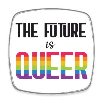 LGBTQ Pride Month - Die Zukunft ist queer - Viereckiger Kühlschrankmagnet - Weiß - Vorne