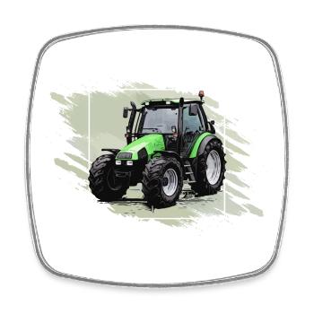 Kleiner grüner Traktor - Viereckiger Kühlschrankmagnet - Weiß - Vorne