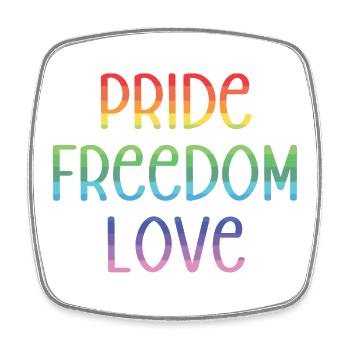 LGBT Pride Month - Peace. Freedom. Love. - Square fridge magnet - white - Front
