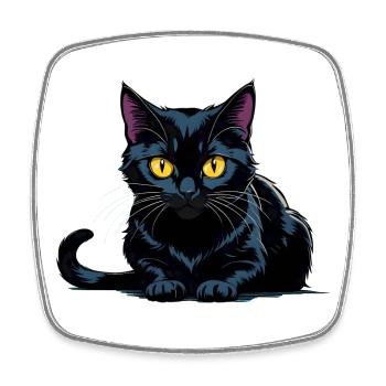 Nachtkatzensilhouette in Blau - Viereckiger Kühlschrankmagnet - Weiß - Vorne