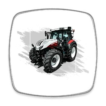 Steyr Traktor - Viereckiger Kühlschrankmagnet - Weiß - Vorne