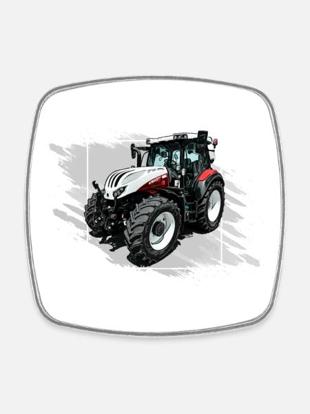 Steyr Traktor - Viereckiger Kühlschrankmagnet - Weiß