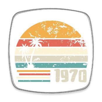 1970 Birthday Gift - Made in 1970 Retro 1970's - Square fridge magnet - white - Front